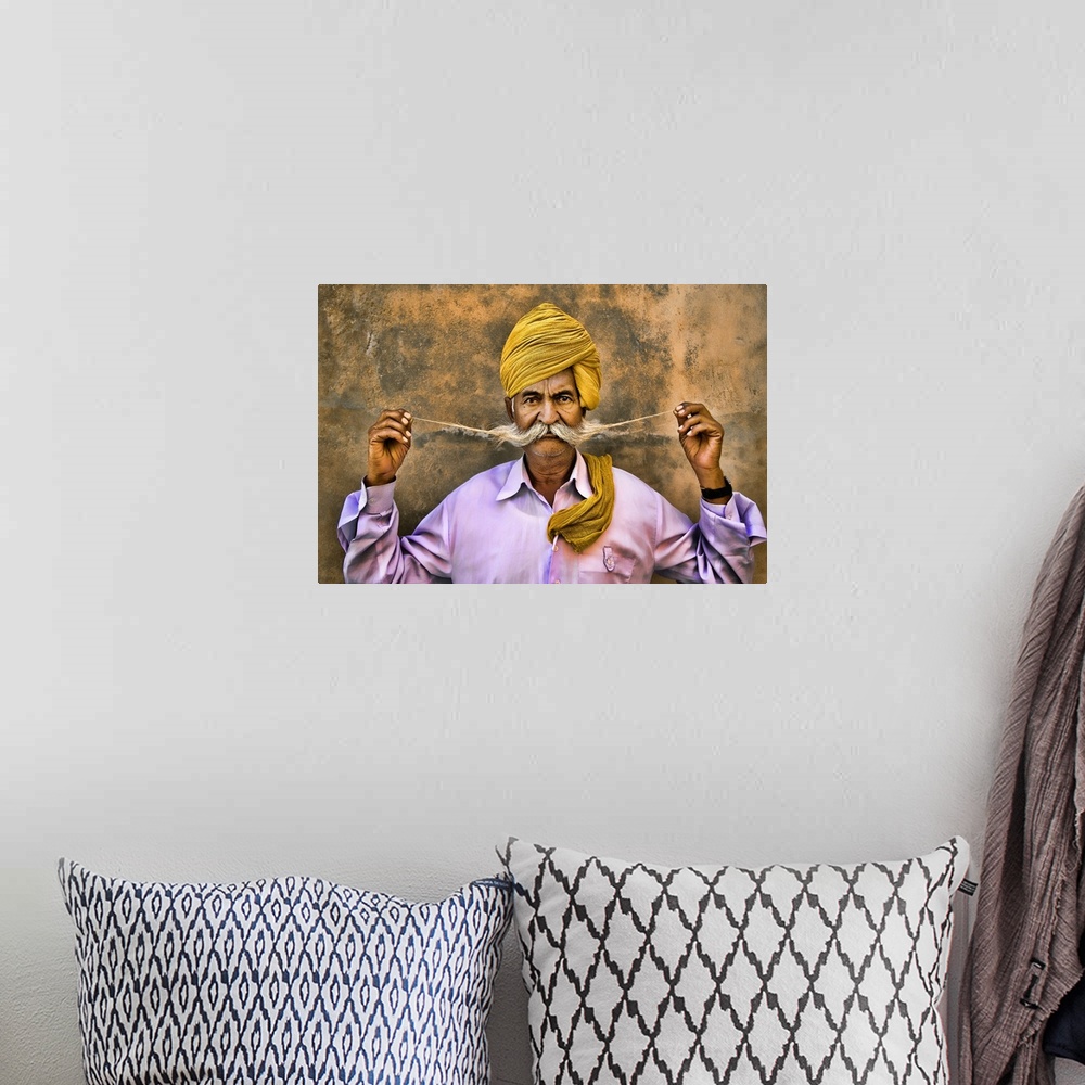A bohemian room featuring India Turban with great mustache