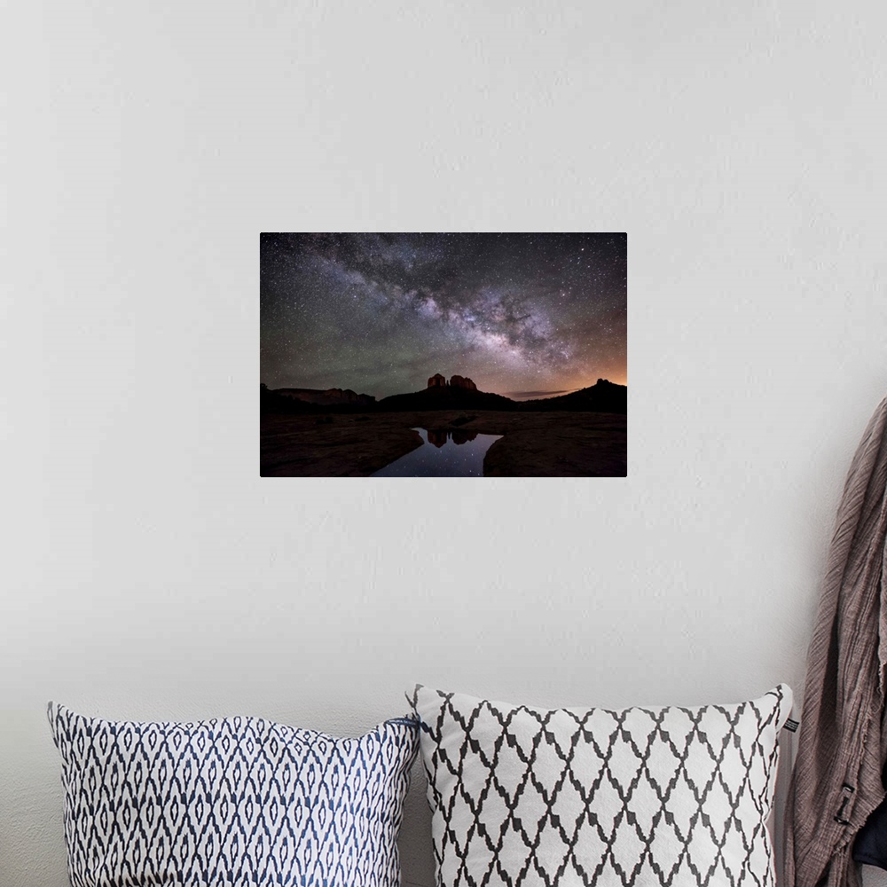 A bohemian room featuring Milky Way over Cathedral Rocks in Sedona.