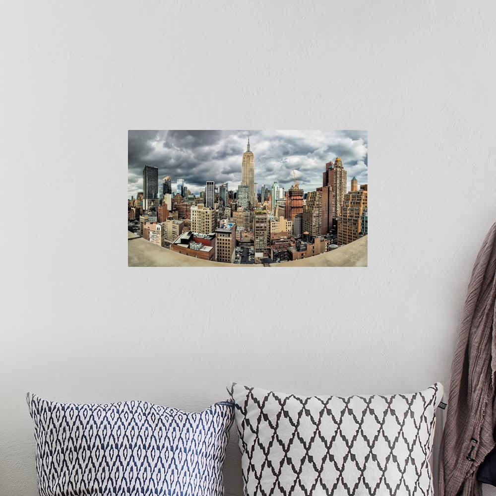 A bohemian room featuring Panorama of New York City and the Empire State Building