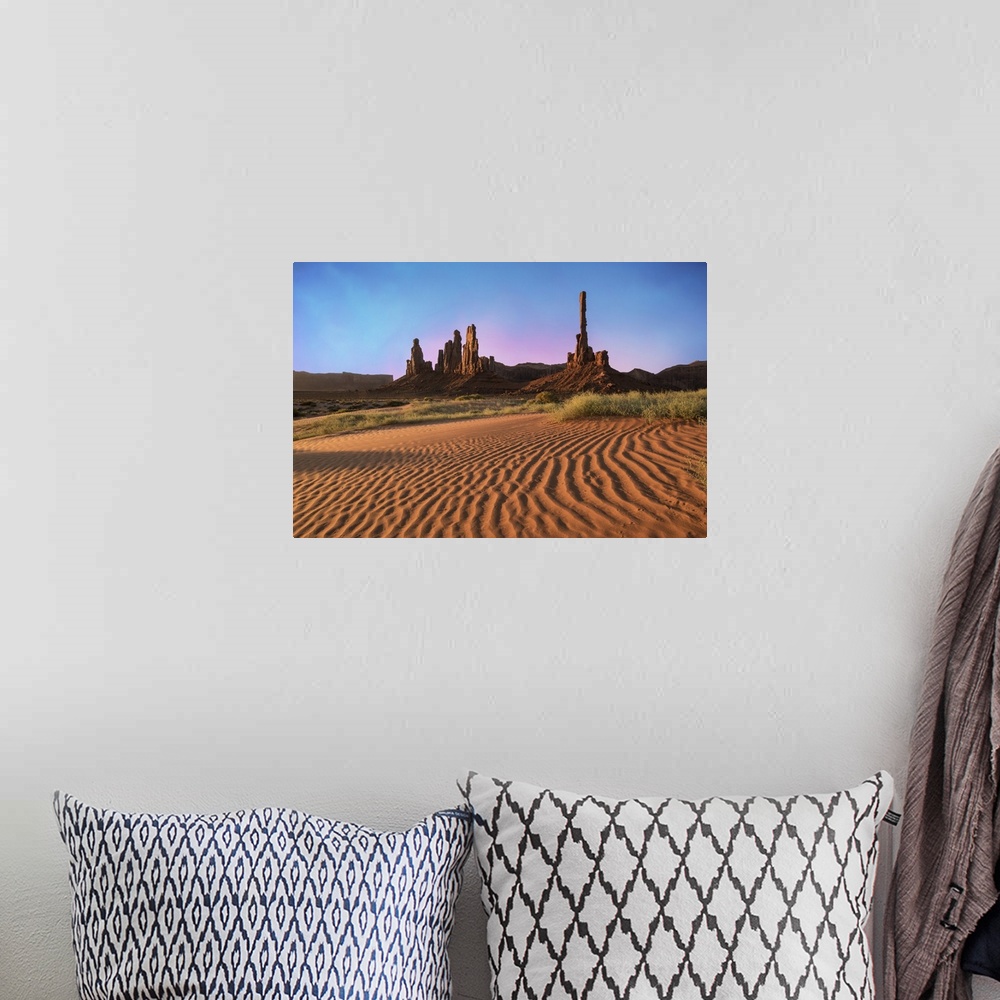 A bohemian room featuring Sunrise at Totem Pole and Y'ei Bi Chei in Monument Valley, Arizona