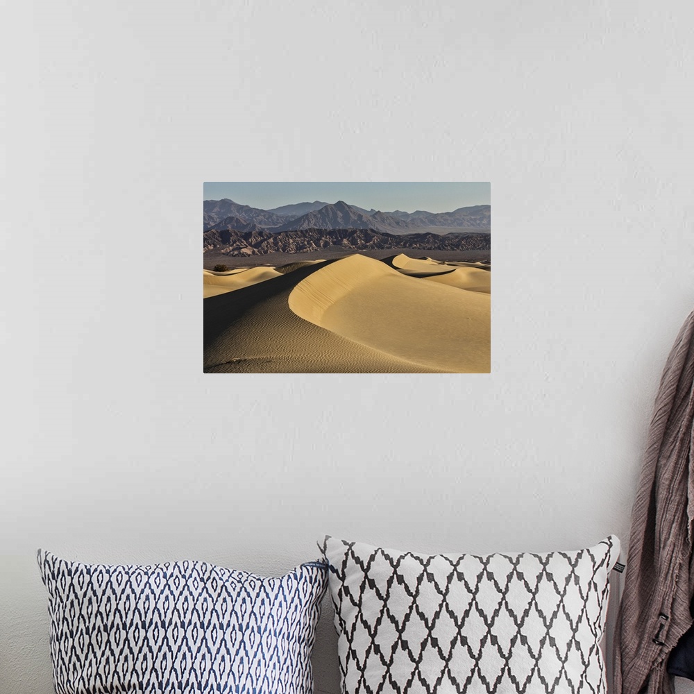A bohemian room featuring Sunrise over the Mesquite Sand Dunes in Death Valley National Park