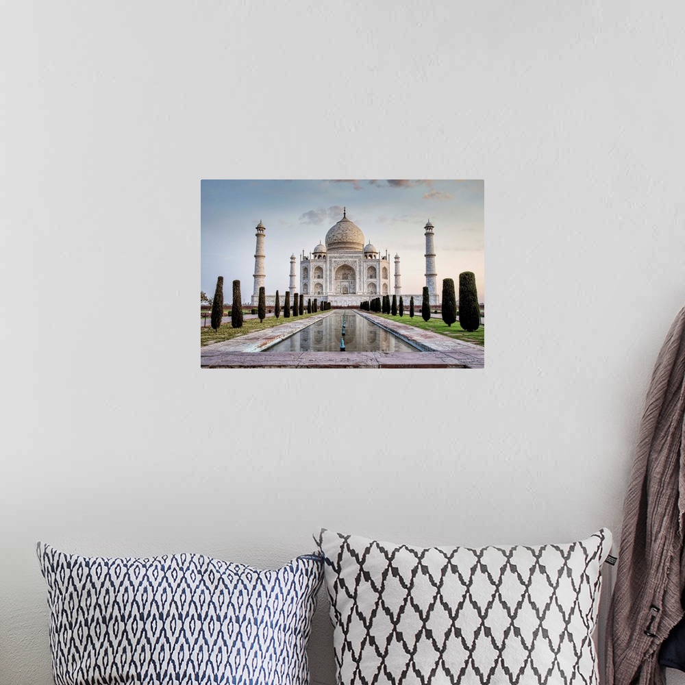 A bohemian room featuring The Taj Mahal at sunrise