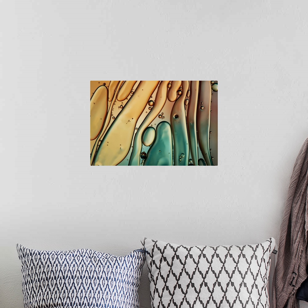 A bohemian room featuring Oil and water abstract
