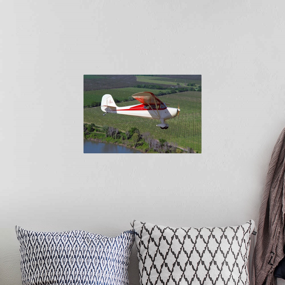 A bohemian room featuring Aeronca Chief flying over Sacramento Valley, California..