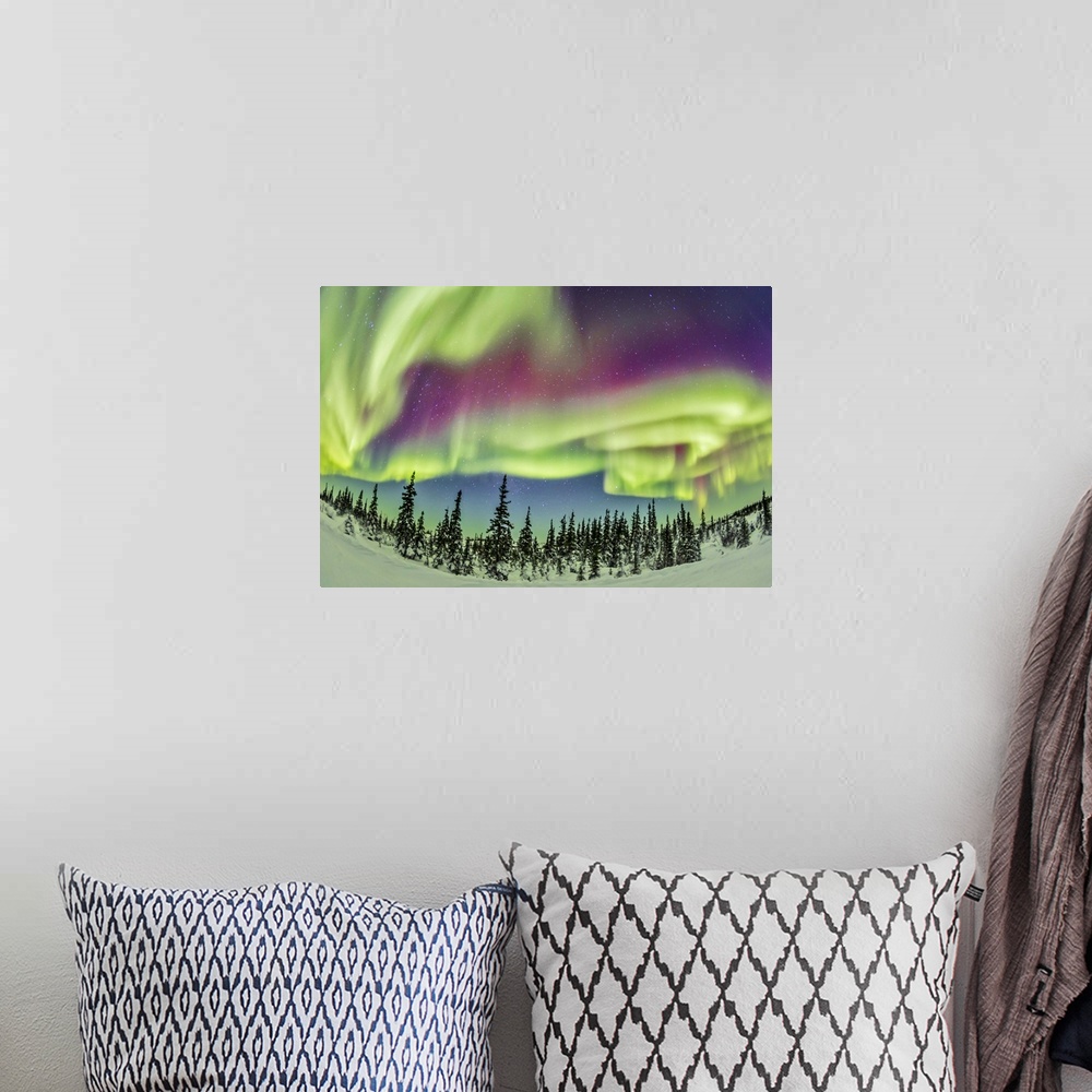 A bohemian room featuring February 21, 2015 - Aurora borealis over Churchill, Manitoba, Canada.