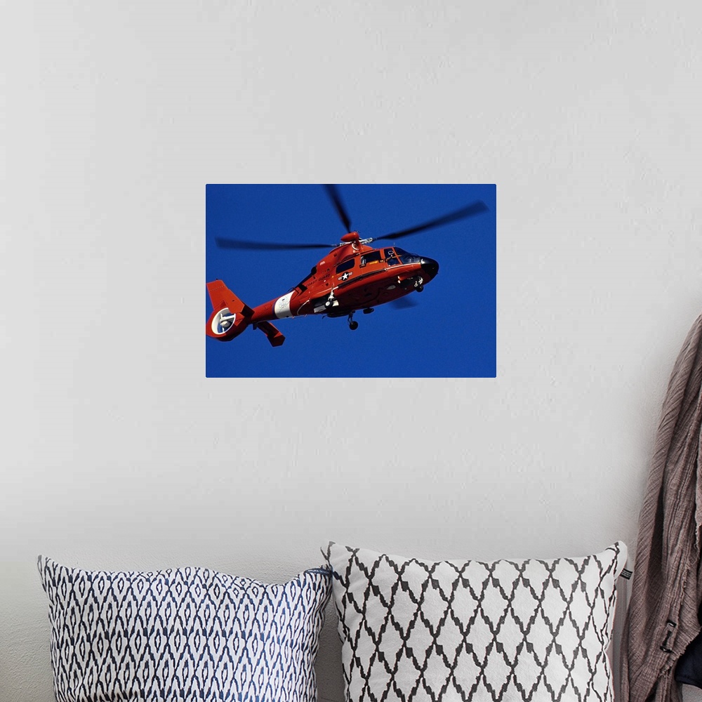 A bohemian room featuring Coast Guard helicopter