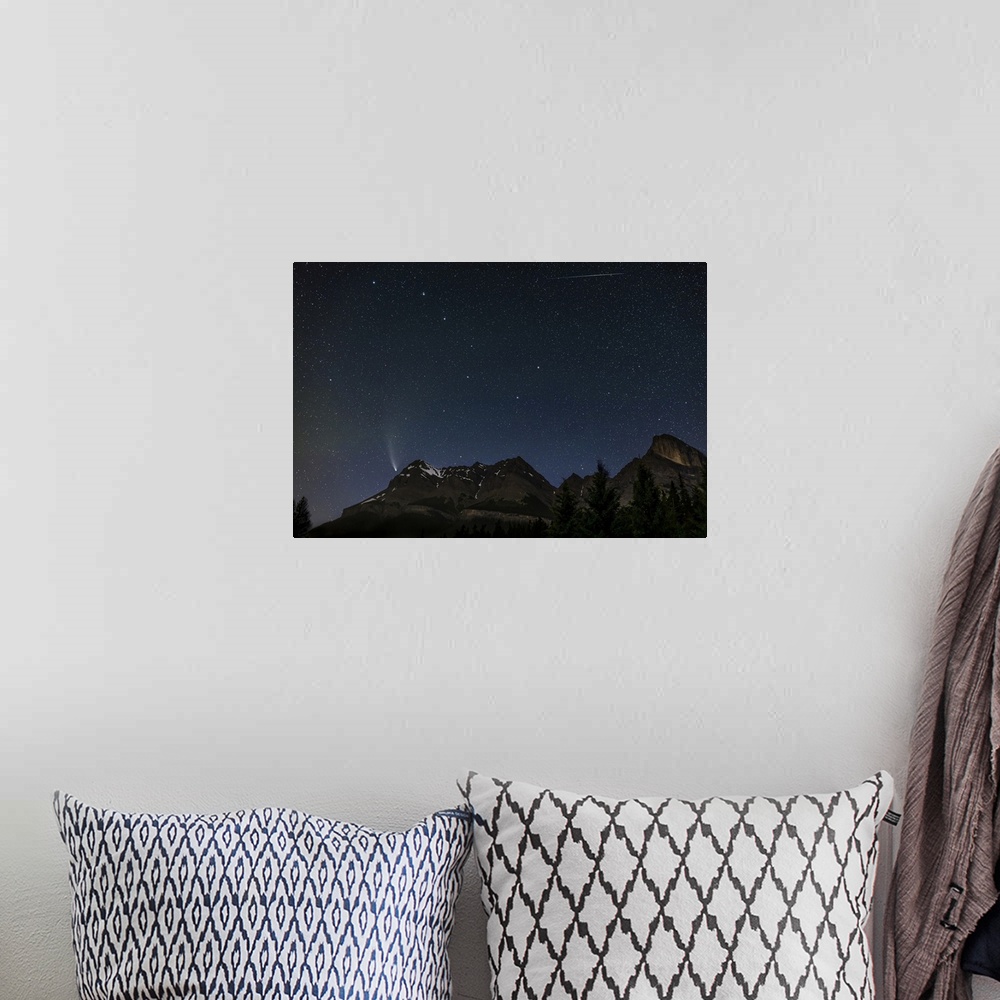 A bohemian room featuring July 26, 2020 - Comet NEOWISE (C/2020 F3) from Saskatchewan River Crossing in Banff National Park...