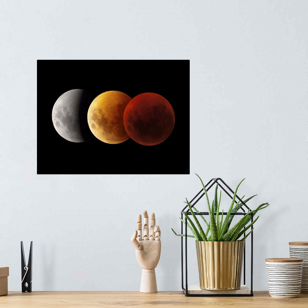 A bohemian room featuring Composite image of lunar eclipse, Victoria, Australia.