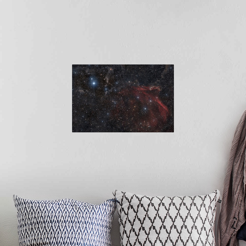 A bohemian room featuring Glowing and reflecting nebulosity of dust and gas in the constellation of Lacerta.
