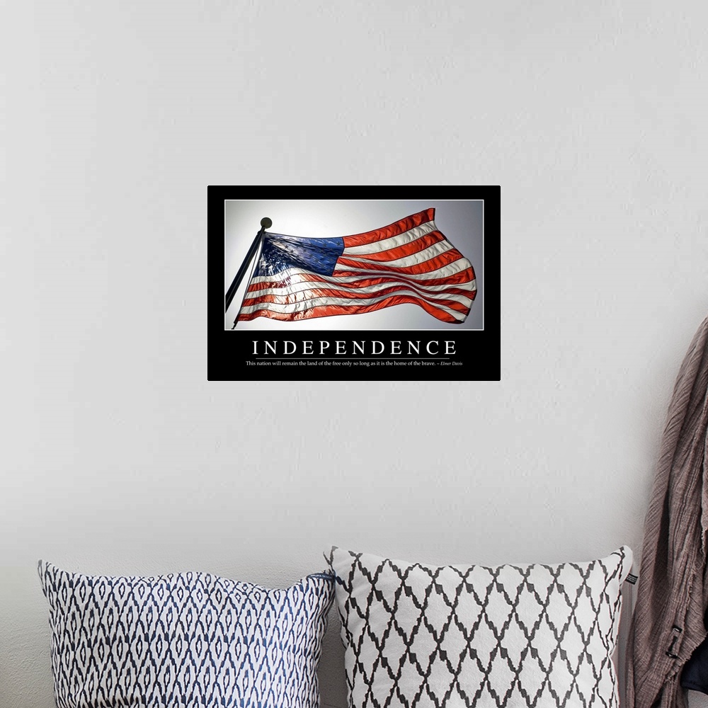 A bohemian room featuring Independence: Inspirational Quote and Motivational Poster