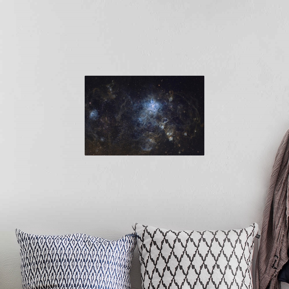 A bohemian room featuring Large Magellanic Cloud, With Tarantula Nebula Visible In Center