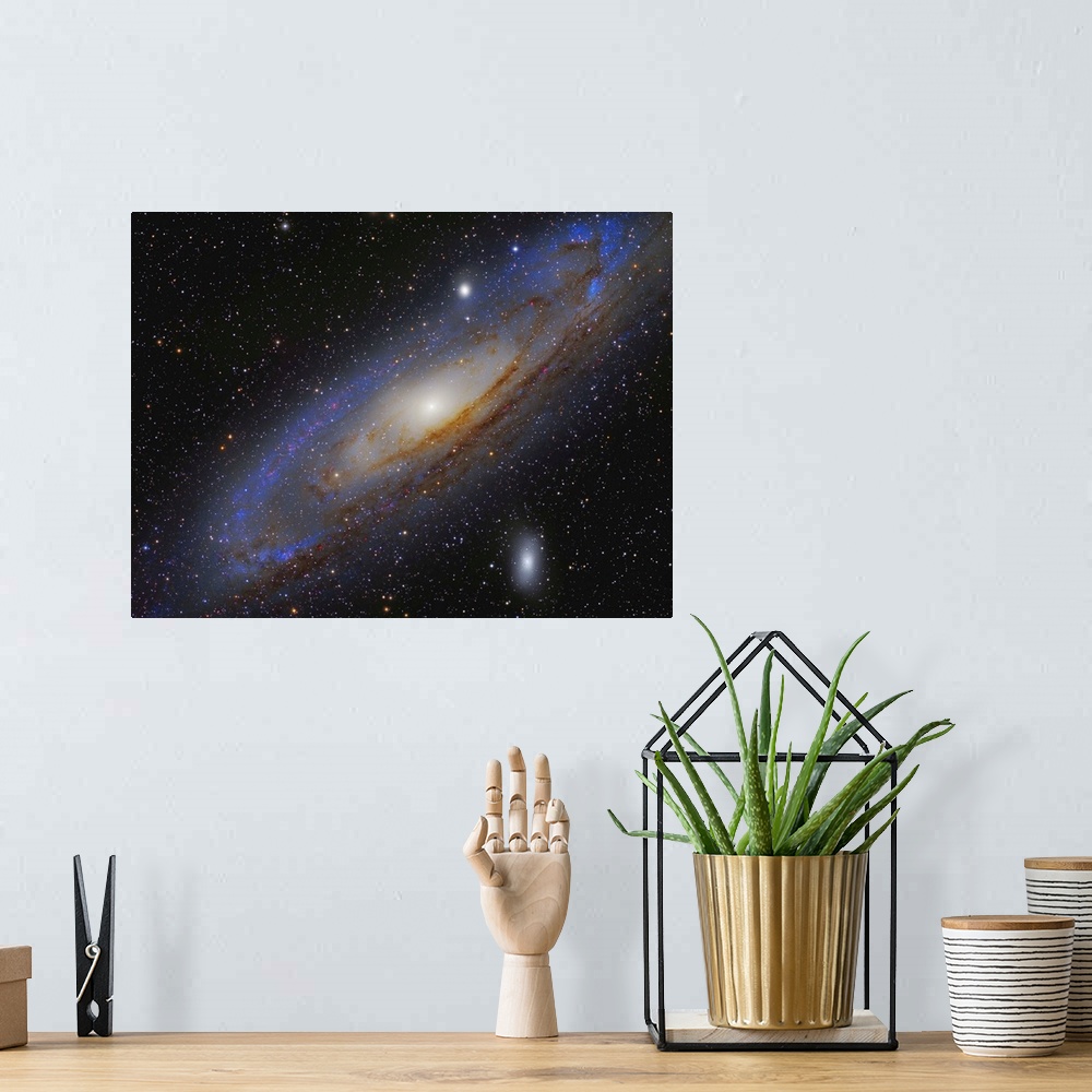 A bohemian room featuring Messier 31, the Andromeda Galaxy.