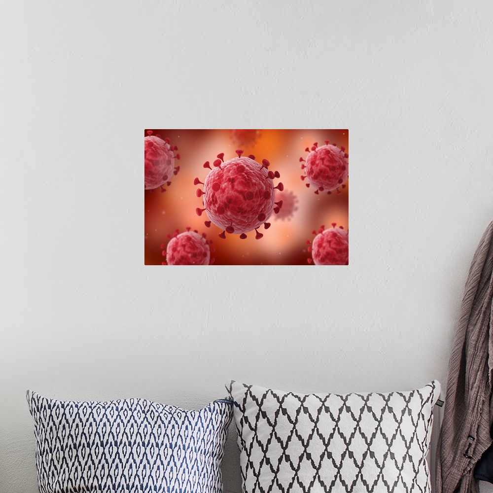 A bohemian room featuring Microscopic view of virus.