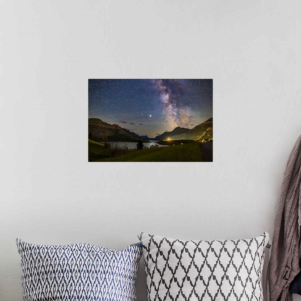 A bohemian room featuring July 13-14, 2020 - The galactic core area of the Milky Way over Waterton Lakes National Park, Alb...