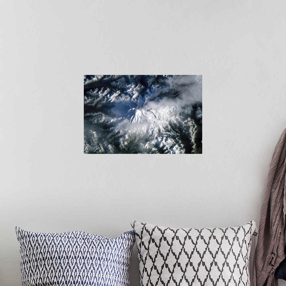 A bohemian room featuring Mount Rainier Washington