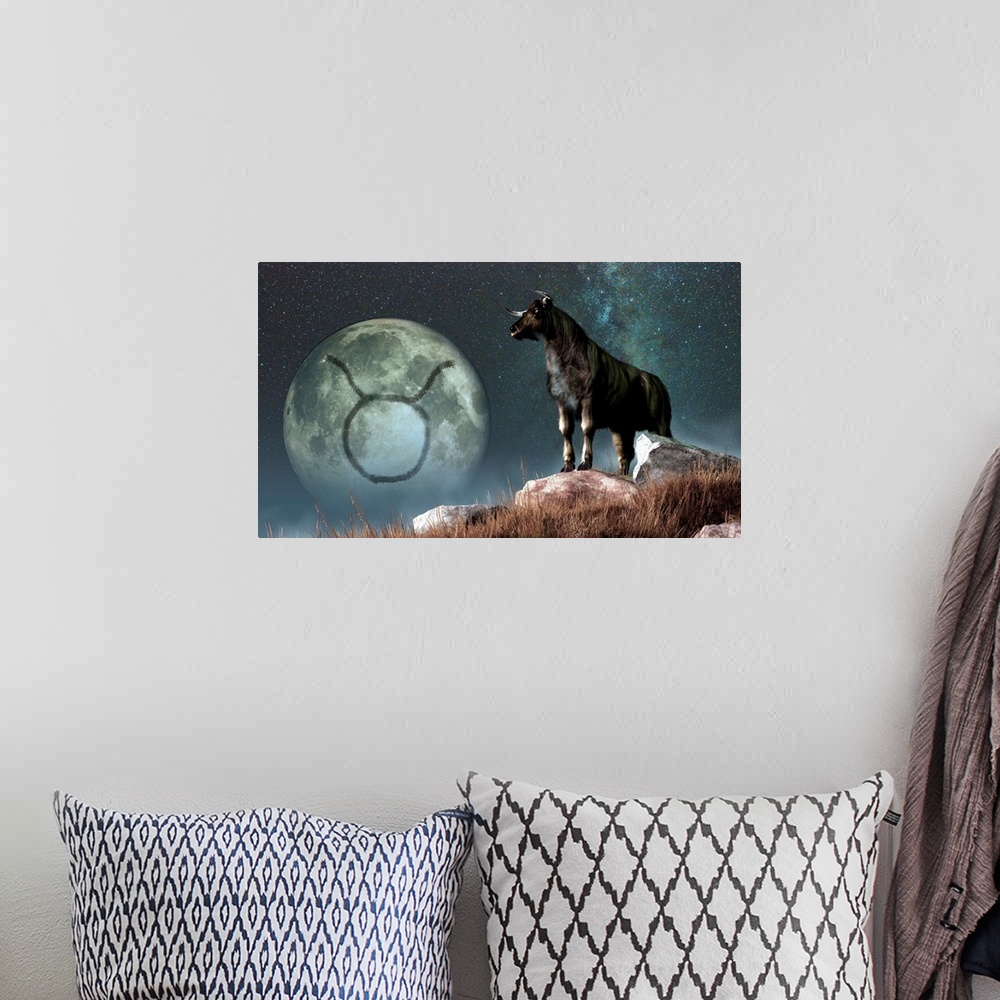 A bohemian room featuring Taurus is the second astrological sign of the Zodiac. Its symbol is the bull here depicted as a b...