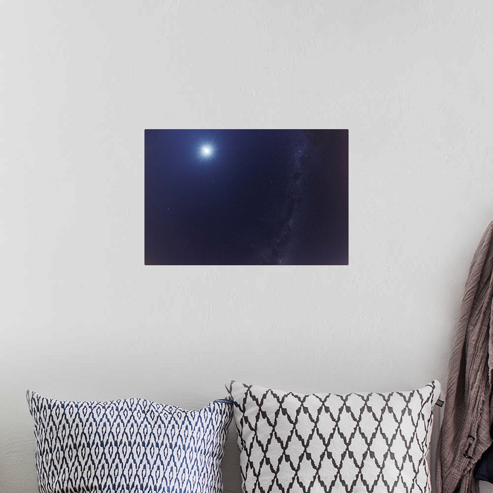 A bohemian room featuring The Moon and the Milky Way in an ultra widefield of view.