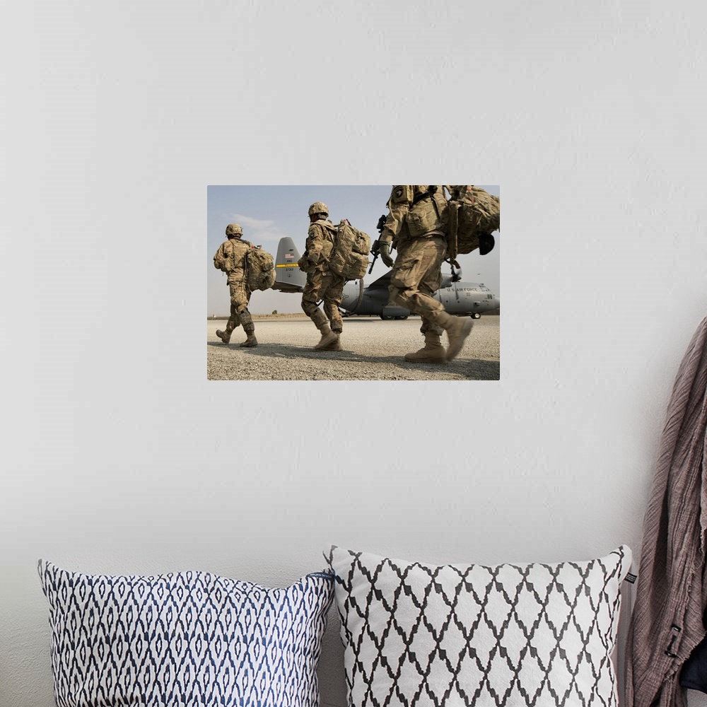 A bohemian room featuring September 23, 2013 - Army 101st Airborne Division Soldiers make their way to a 774th Expeditionar...