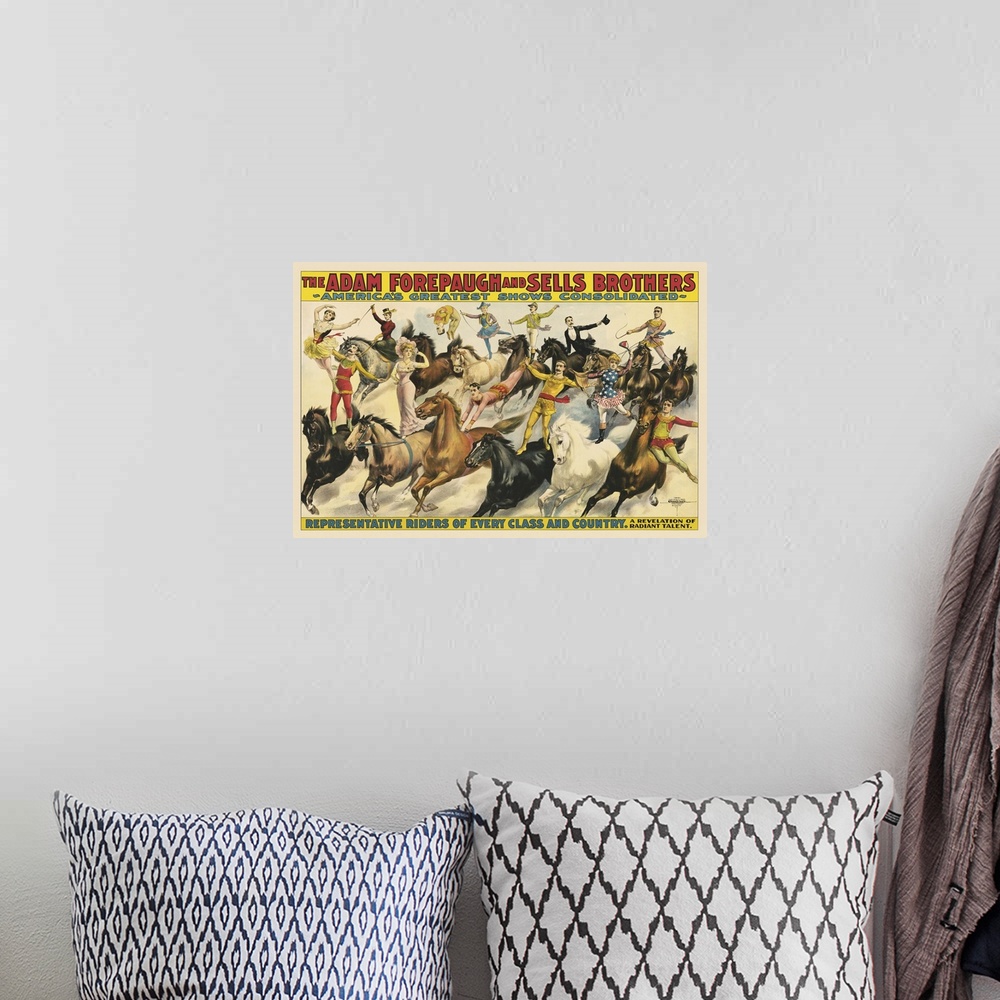 A bohemian room featuring Vintage Poster Of The Adam Forepaugh And Sells Brothers Circus