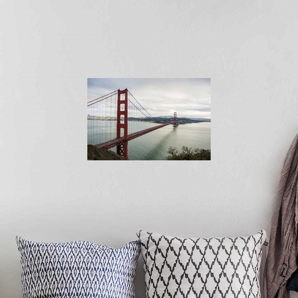 A bohemian room featuring View of the Golden Gate Bridge over the San Francisco Bay, California.