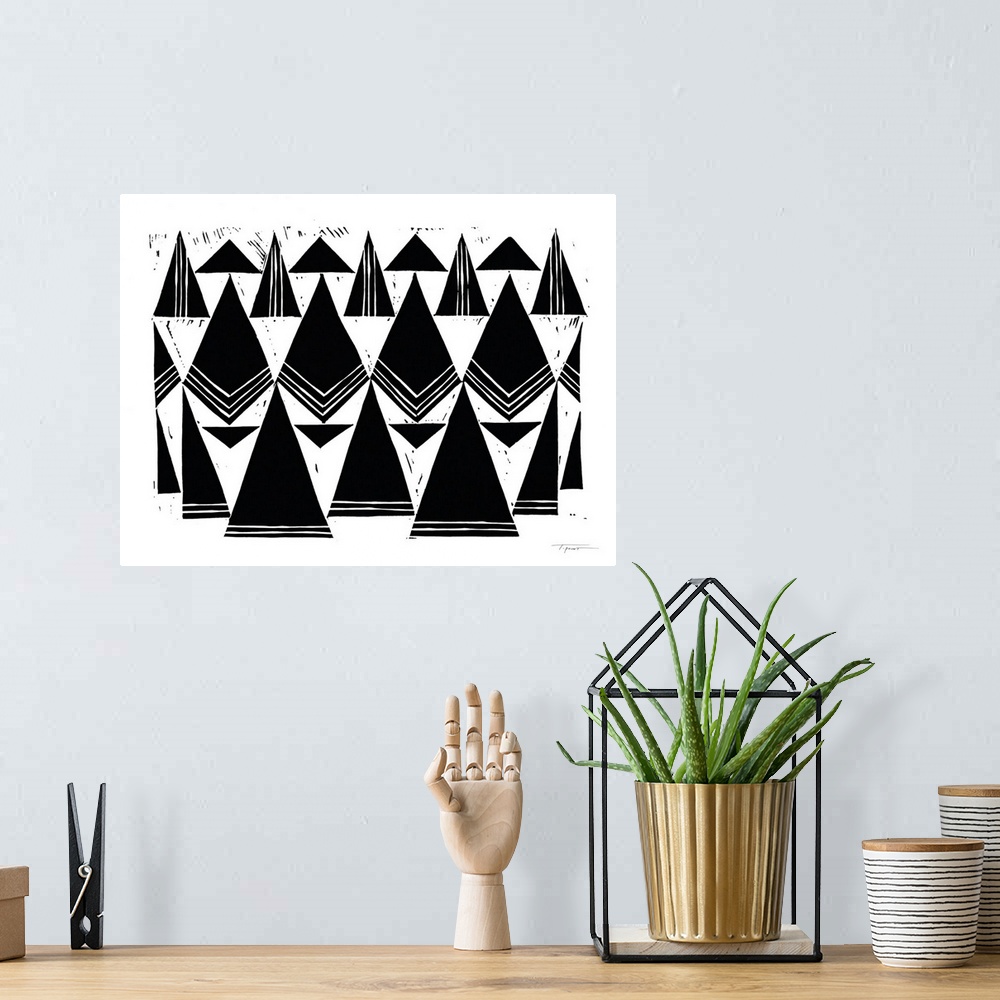 A bohemian room featuring Triangles That Repeat In Black