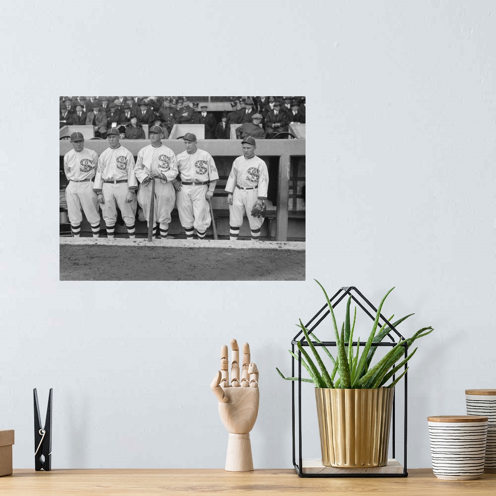 A bohemian room featuring Chicago White Sox players Eddie Murphy, John 'Shano' Collins, Shoeless Joe Jackson, Happy Felsch,...
