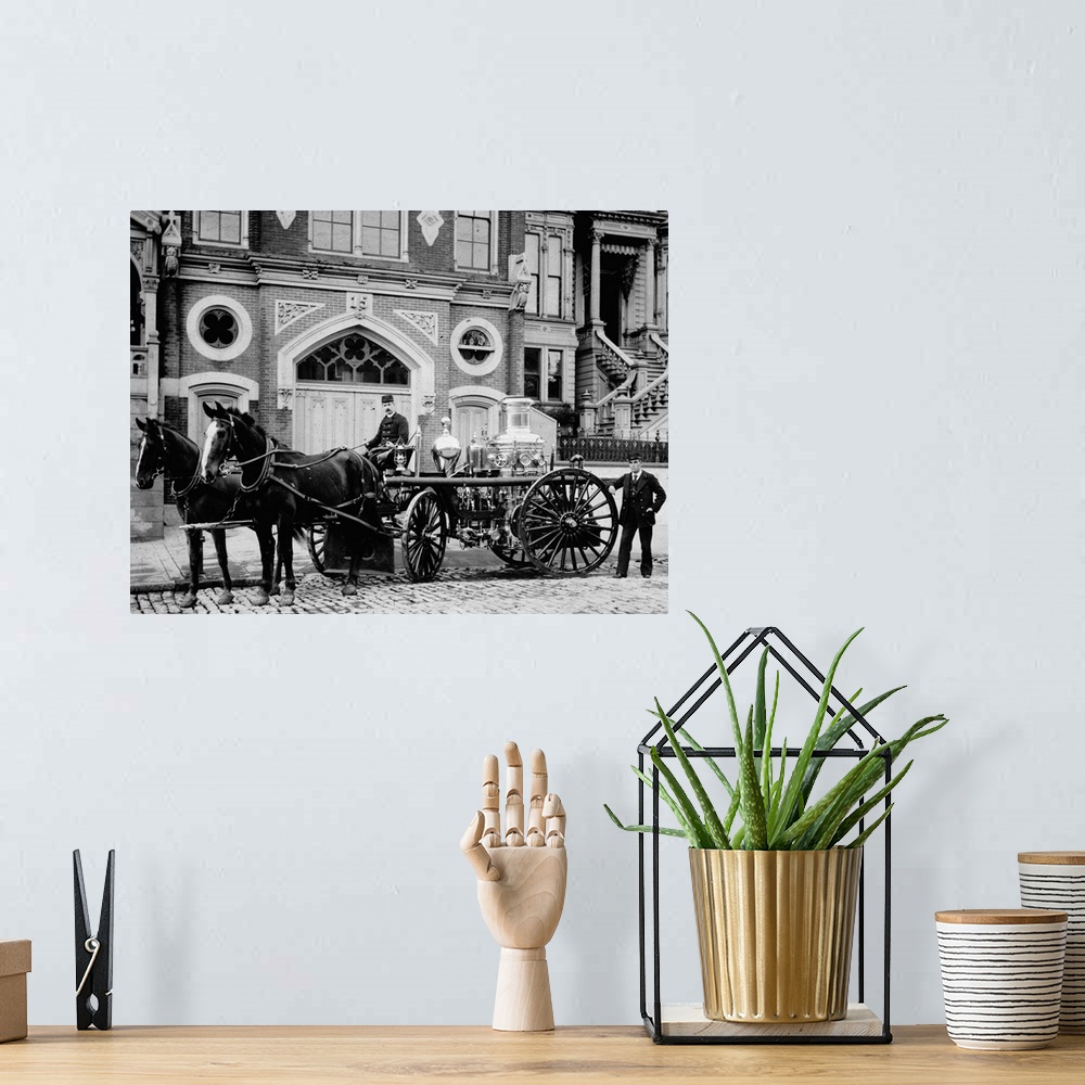 A bohemian room featuring San Francisco, Firehouse. Firefighters And Fire Engine Outside the Engine 15 Firehouse In San Fra...