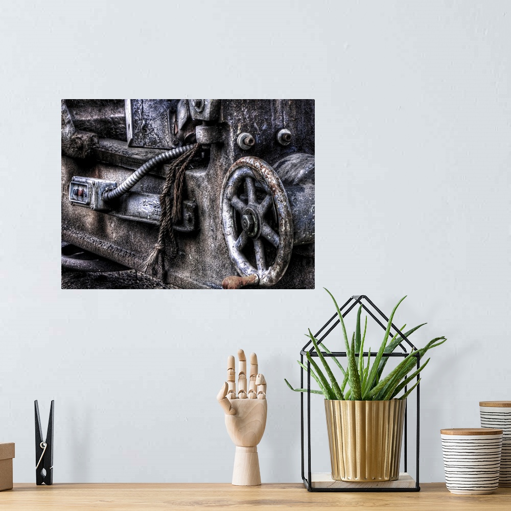 A bohemian room featuring An old lathe