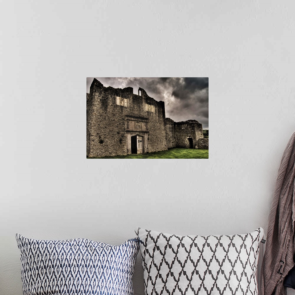 A bohemian room featuring Beaupre Castle medieval ruins in Wales.
