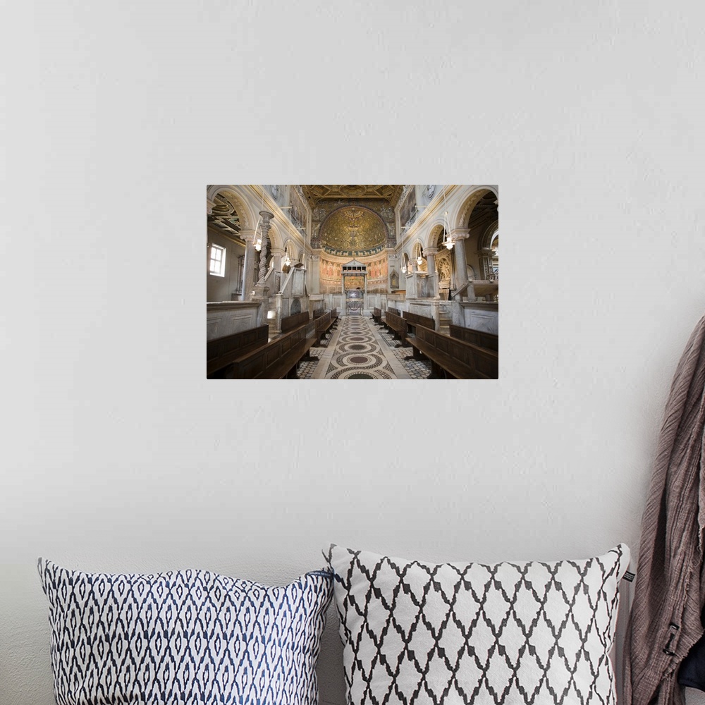 A bohemian room featuring Interior of San Clemente basilica, Rome