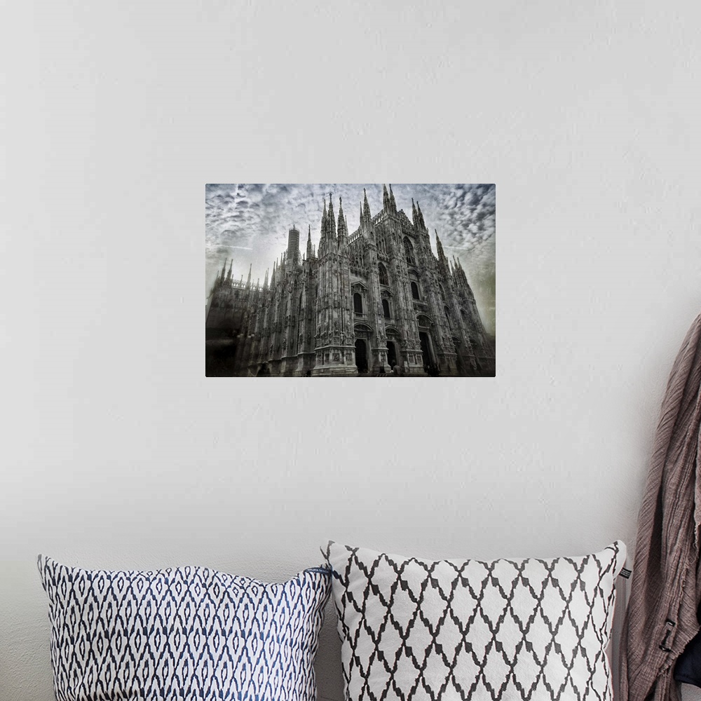 A bohemian room featuring View on Milan Cathedral (IDuomo di Milano), the cathedral church of Milan, Italy. .The Gothic cat...