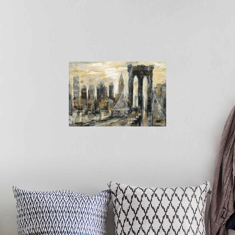 A bohemian room featuring Brooklyn Bridge Gray and Gold