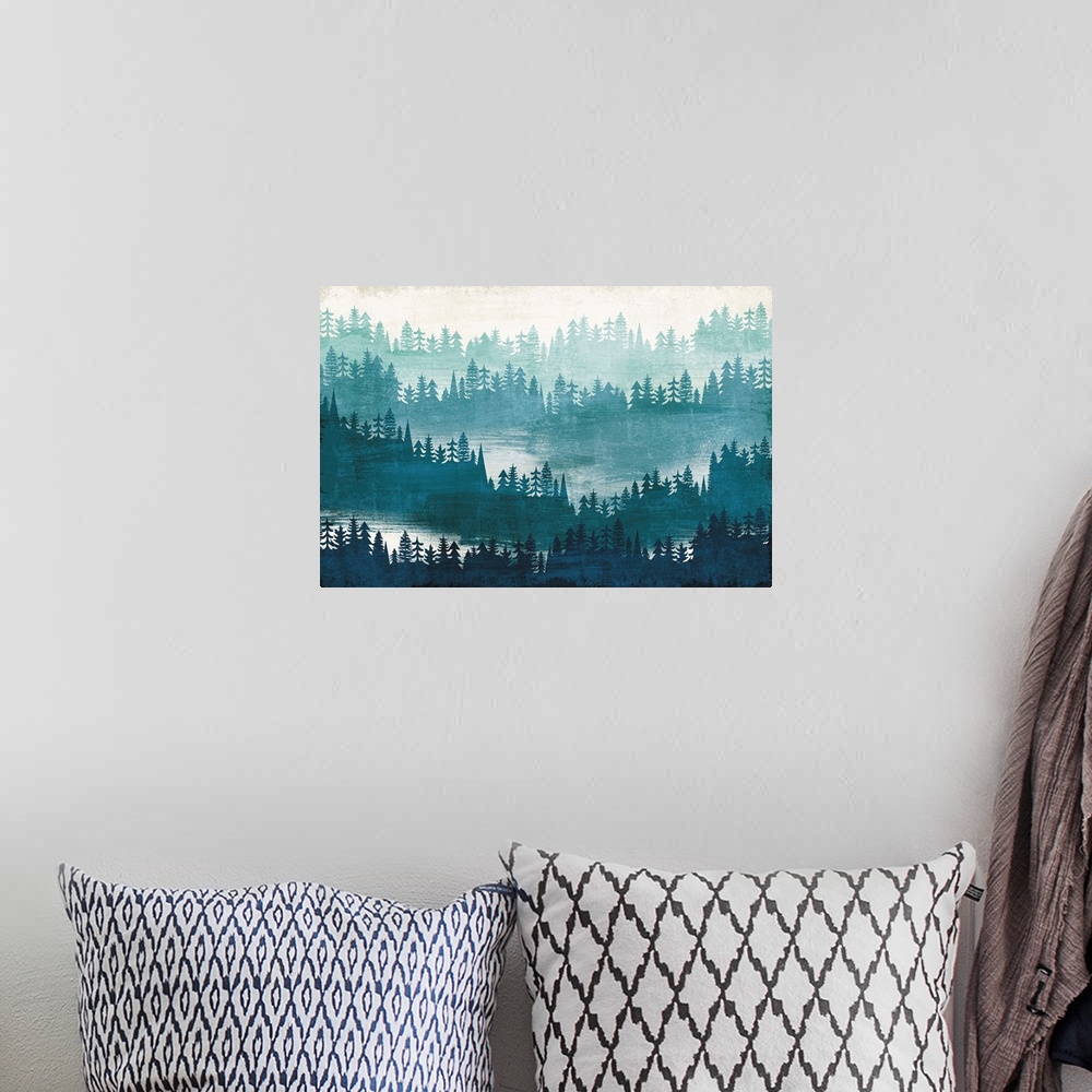 A bohemian room featuring Mountainscape Blue