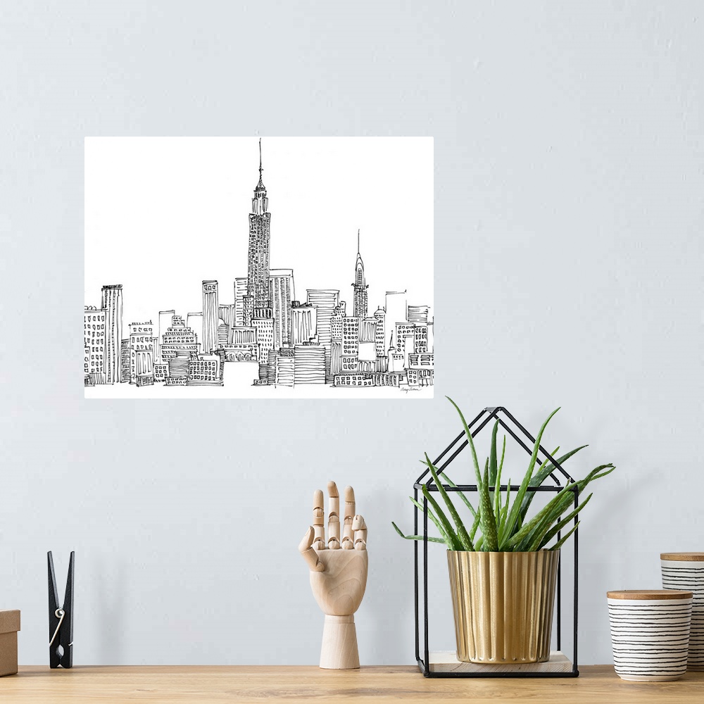 A bohemian room featuring New York Skyline