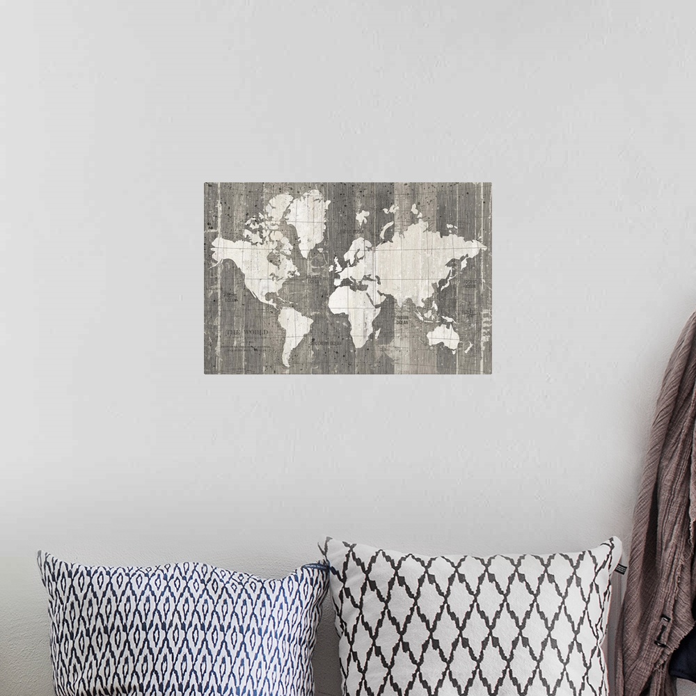 A bohemian room featuring Old World Map Neutral