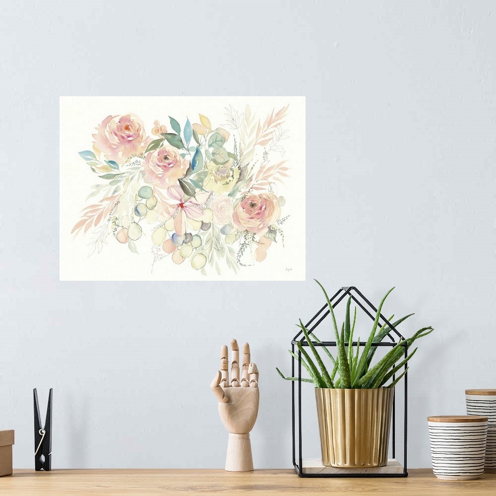A bohemian room featuring Watercolor Blossom I