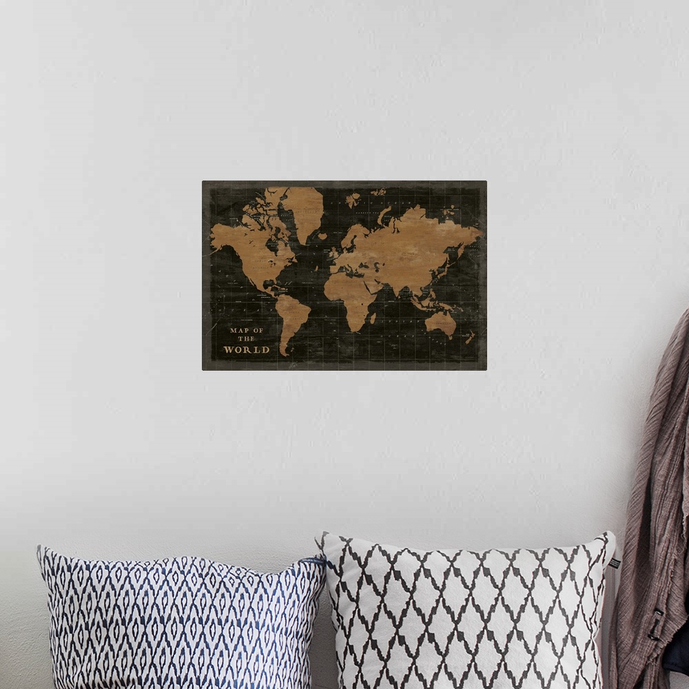 A bohemian room featuring World Map Industrial
