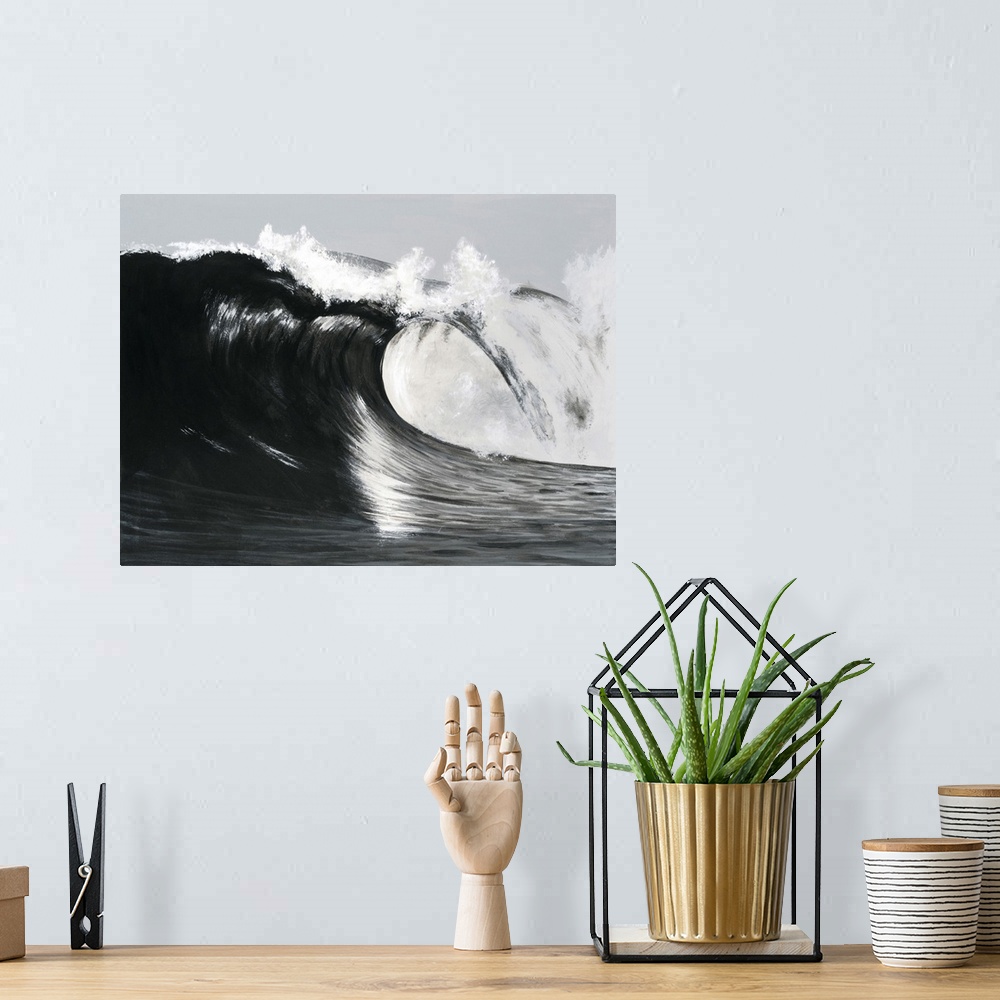 A bohemian room featuring Black & White Waves III