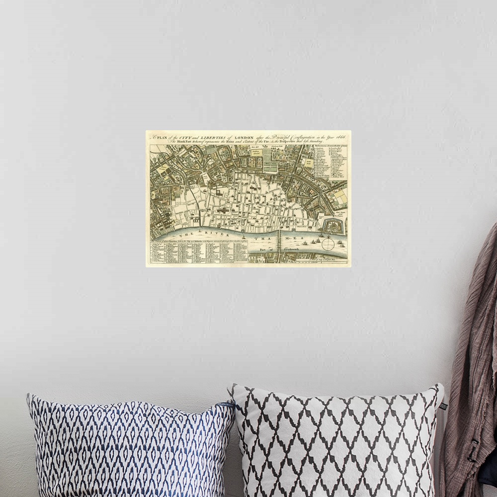 A bohemian room featuring City Plan of London