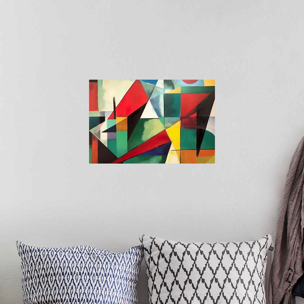 A bohemian room featuring Colorful Geometric Abstraction II