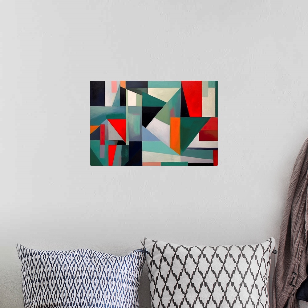 A bohemian room featuring Colorful Geometric Abstraction IX
