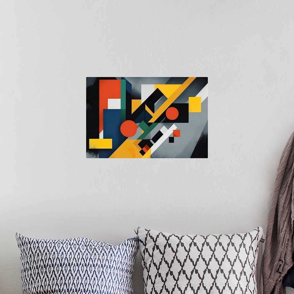 A bohemian room featuring Colorful Geometric Abstraction V