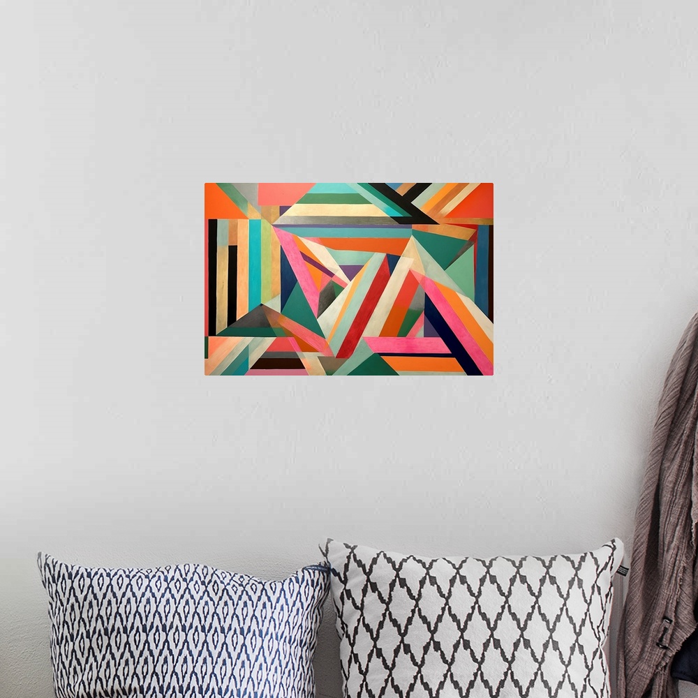A bohemian room featuring Colorful Geometric Abstraction VI