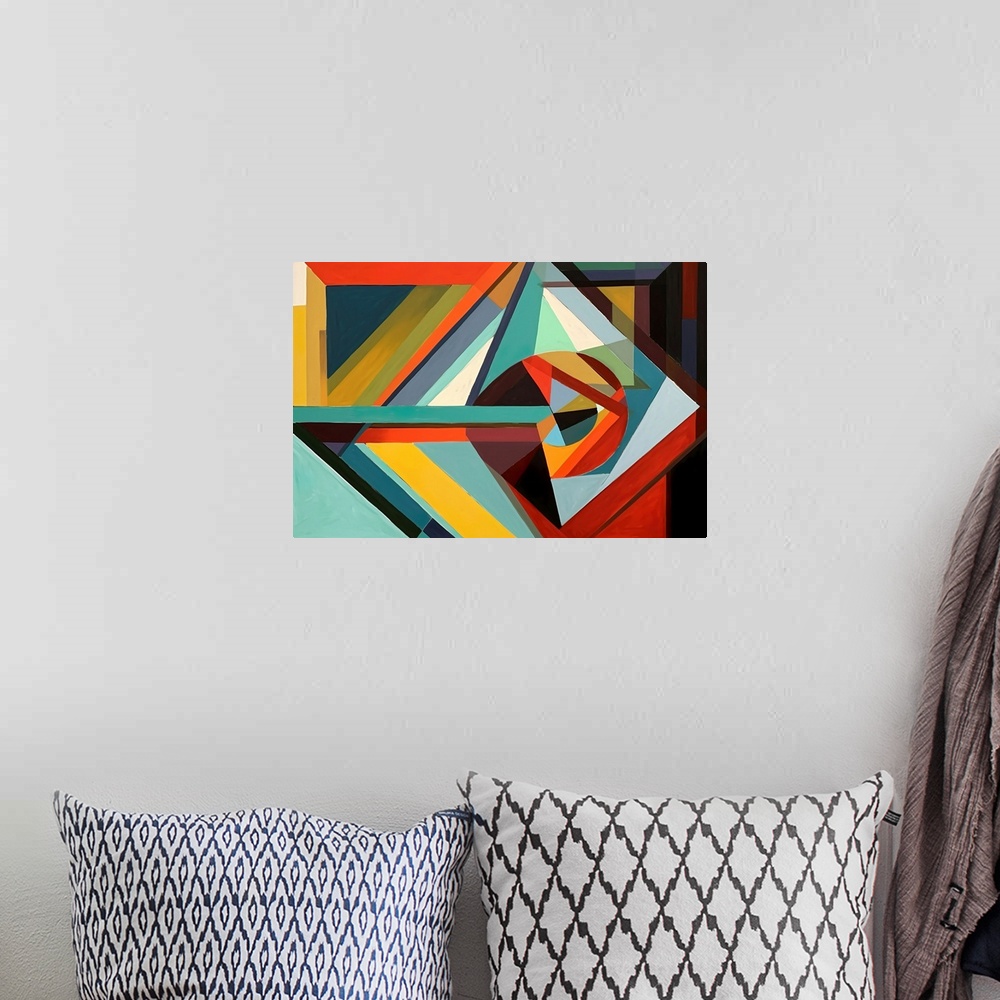 A bohemian room featuring Colorful Geometric Abstraction VII