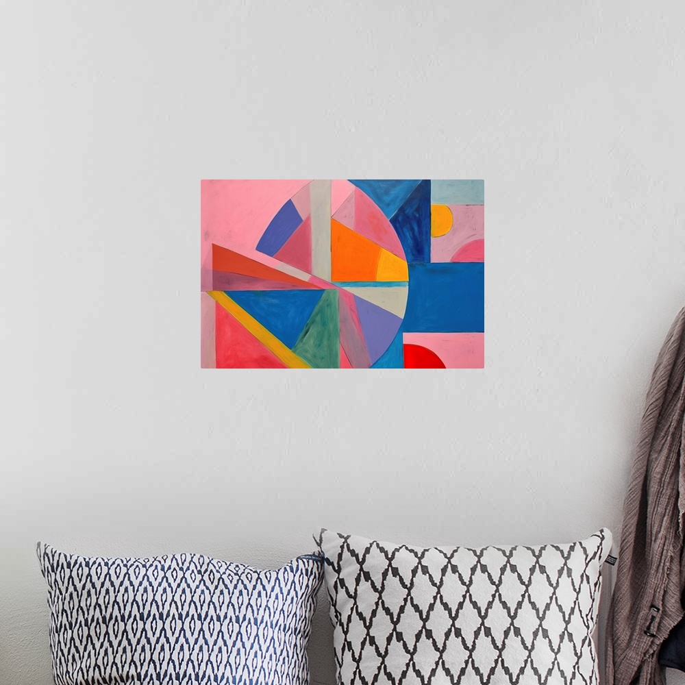 A bohemian room featuring Colorful Geometric Abstraction XVIII