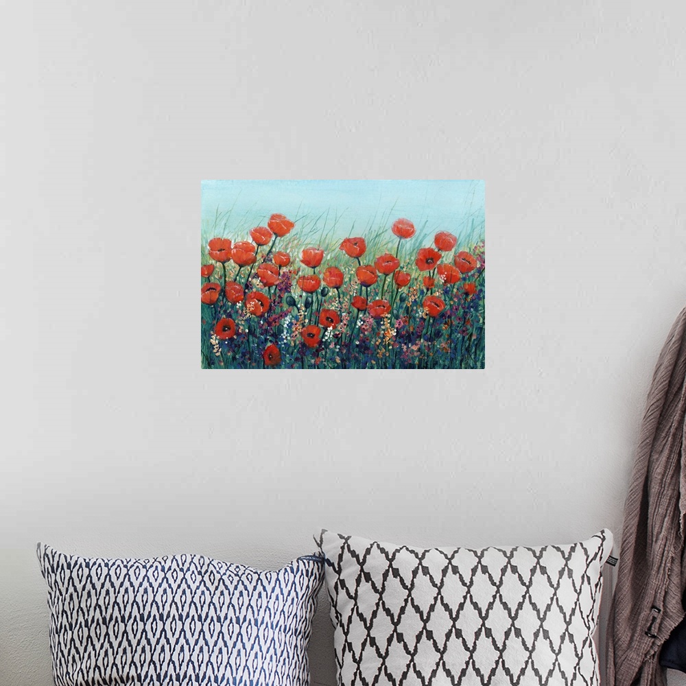 A bohemian room featuring Field Of Red Poppies II