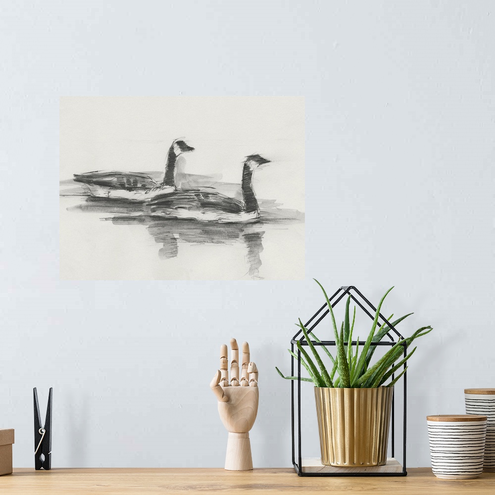 A bohemian room featuring Geese Study I