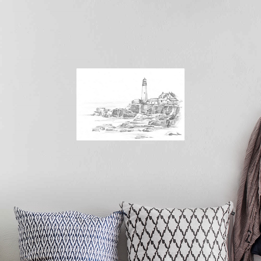 A bohemian room featuring Lighthouse Sketch II