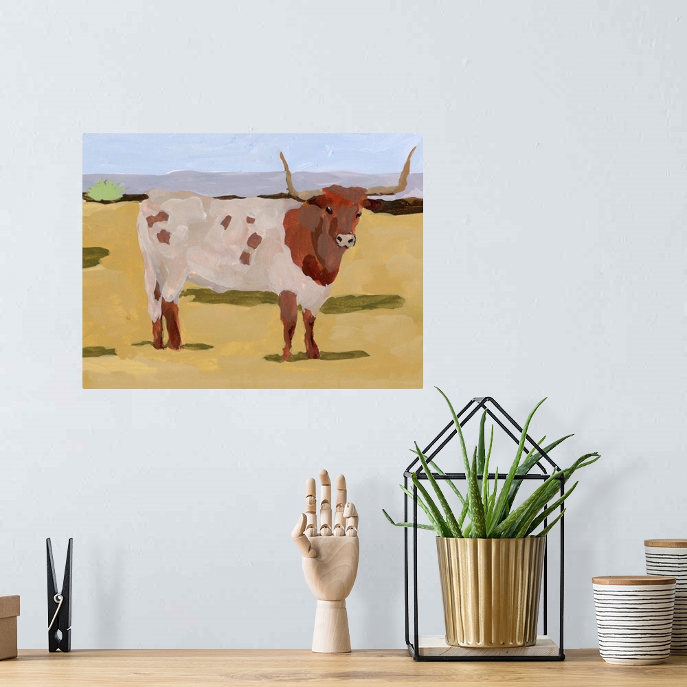 A bohemian room featuring Longhorn Cattle II