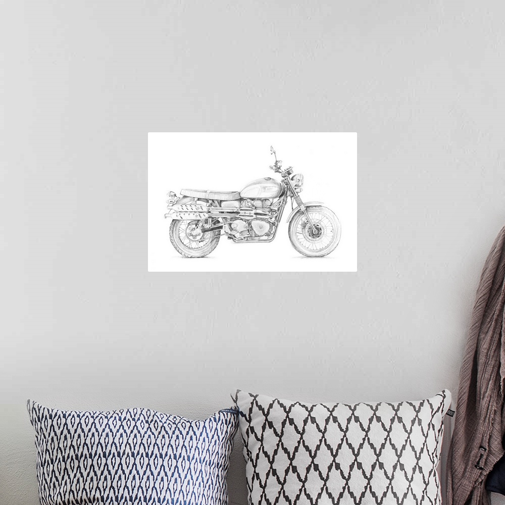 A bohemian room featuring Motorcycle Sketch III